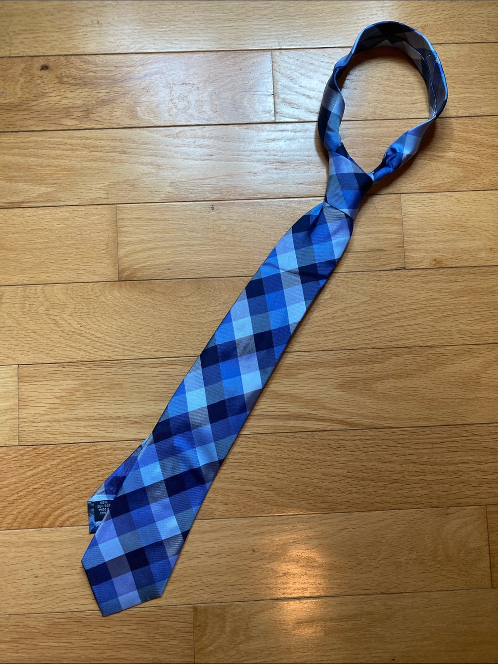 Tommy Hilfiger Blue Plaid Silk Men's Necktie